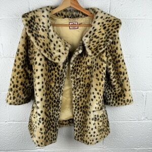 Vintage Juicy Couture Leopard Faux Fur Coat – Size 10